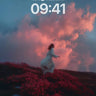 Crimson Skyline Wallpaper with Floating Silhouette wallpaper for iPhone, iPad & Mac