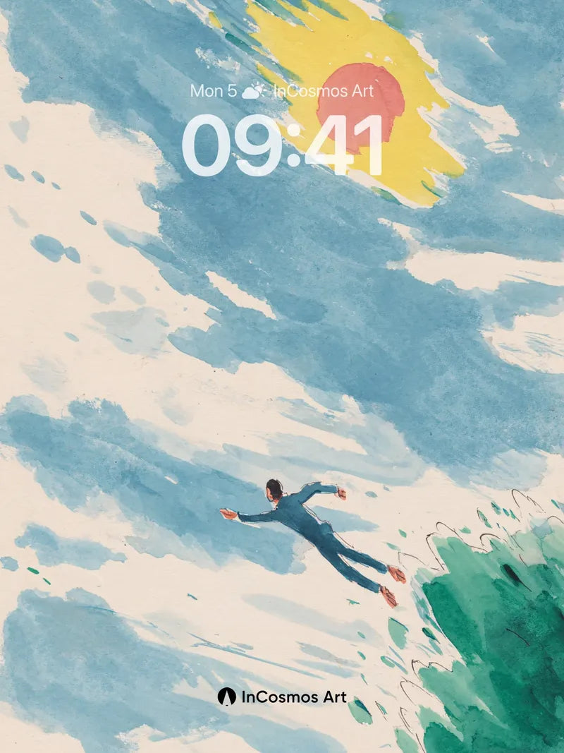 Floating Solitude Wallpaper with Celestial Drift