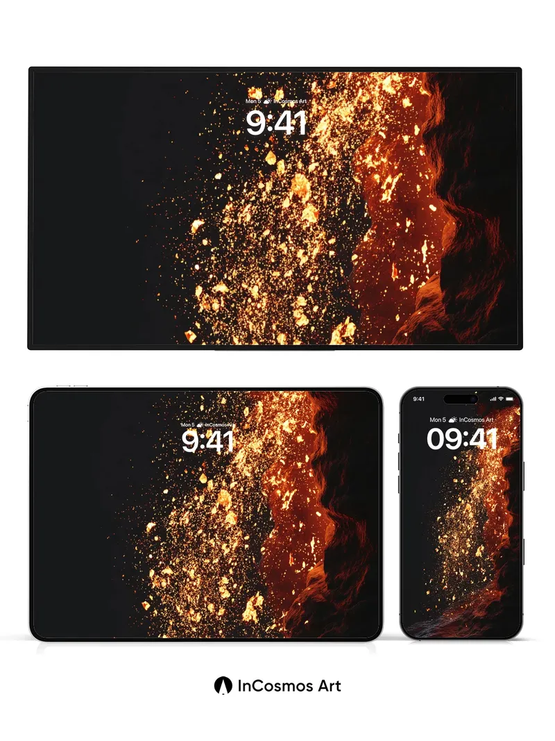 Luminous Ember Wallpaper with Volcanic Veil