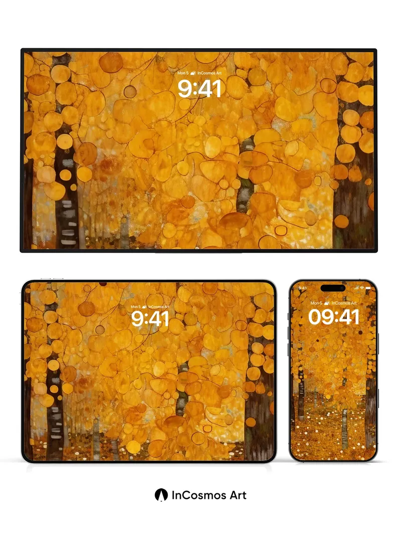 Golden Canopy Wallpaper with Dappled Light