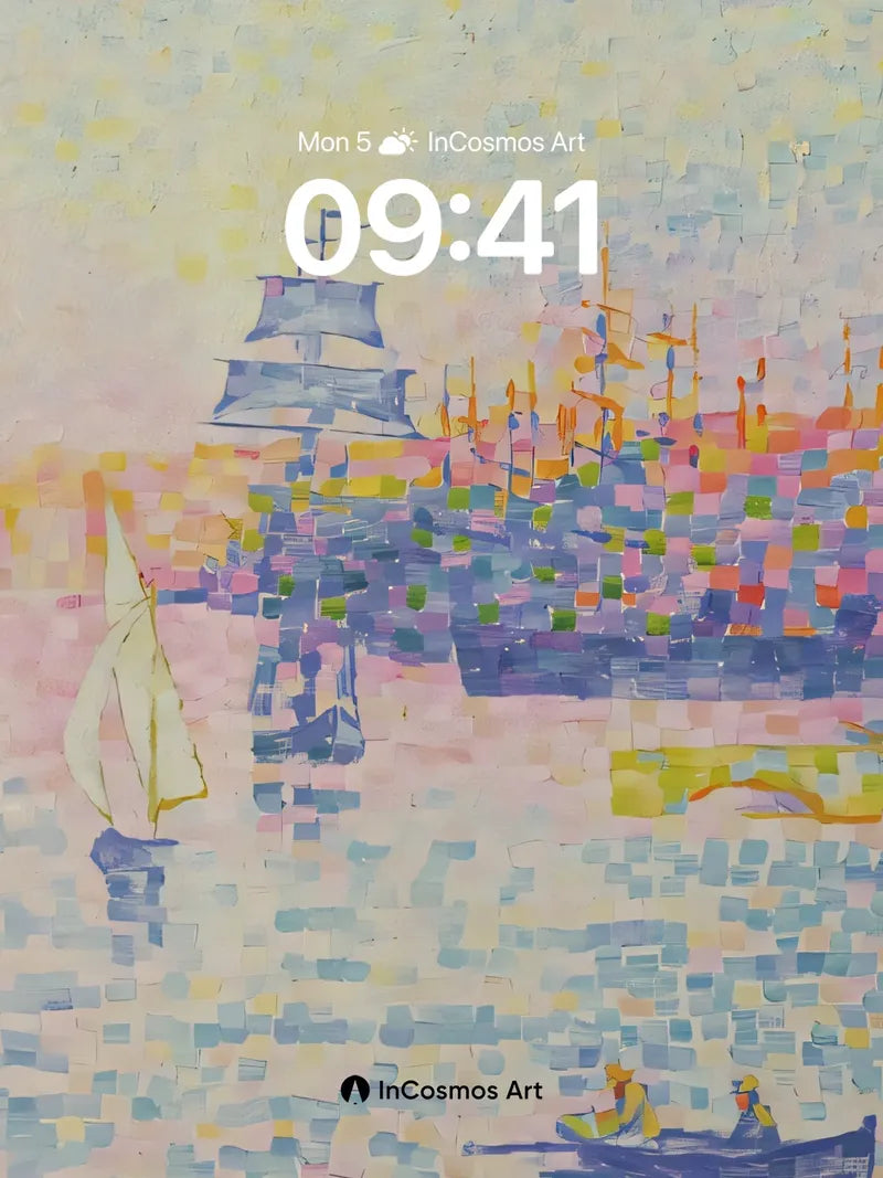 Sail-Light Harmony Wallpaper with Pointillist Sea