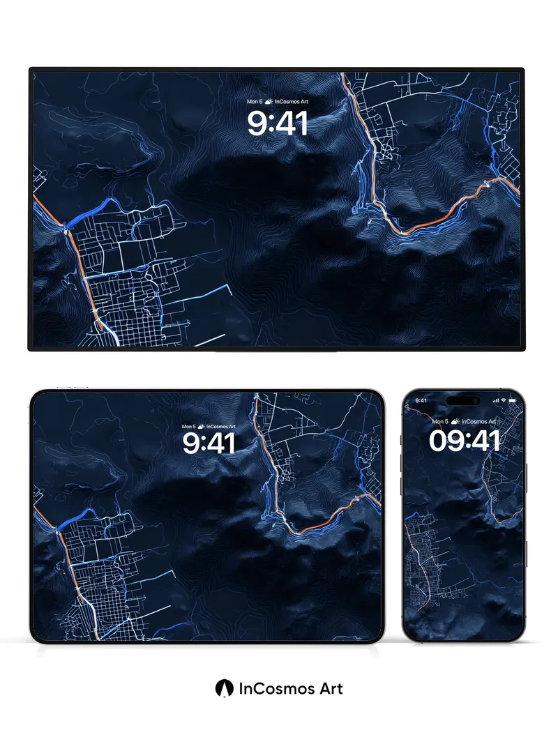 Nocturnal Circuit Wallpaper with Topographic Veins