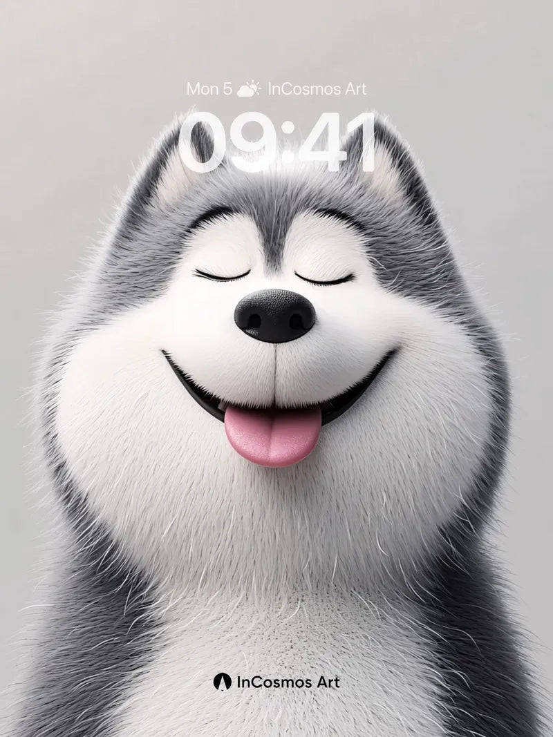Joyful Husky Wallpaper with Soft Fur Texture wallpaper for iPhone, iPad & Mac