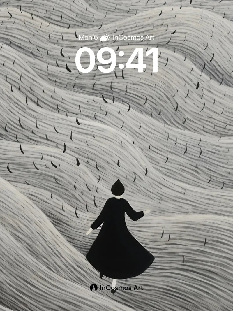 Silent Waves Wallpaper with Floating Figure