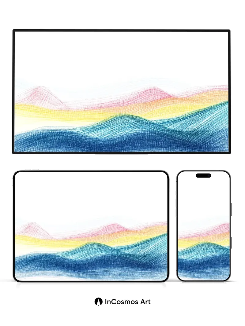 Serenity Wave Wallpaper with Pastel Horizon