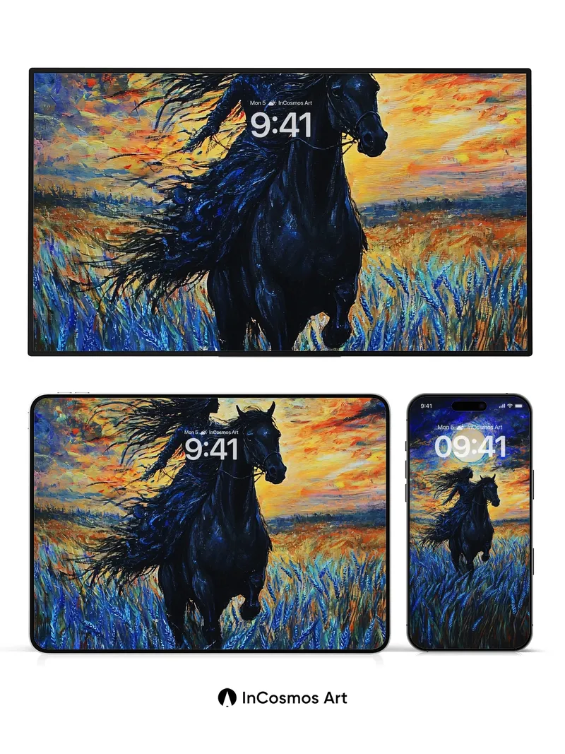 Moonlit Ride Wallpaper with Whirlwind Horses