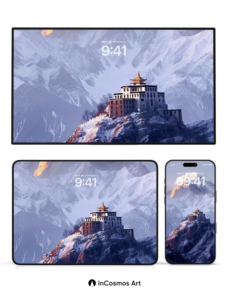 Serene Summit Wallpaper with Golden Light