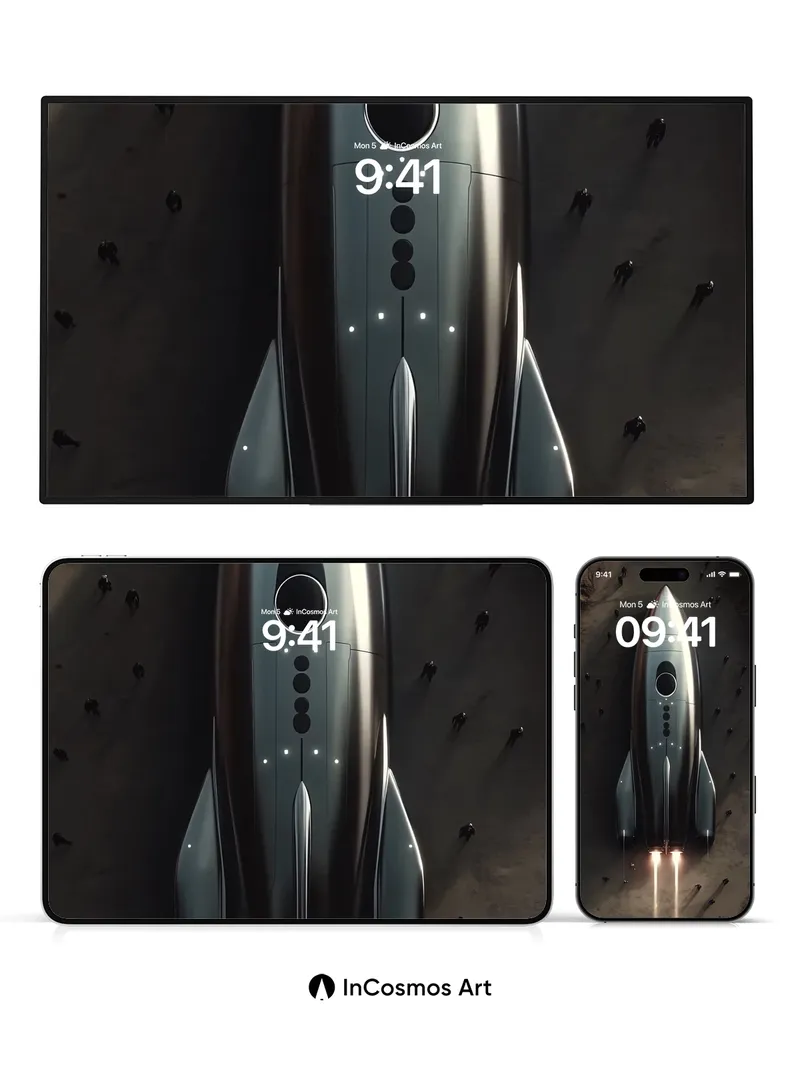 Futurist Launch Wallpaper with Metallic Sheen