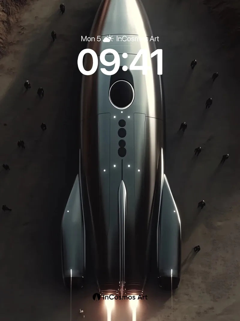 Futurist Launch Wallpaper with Metallic Sheen