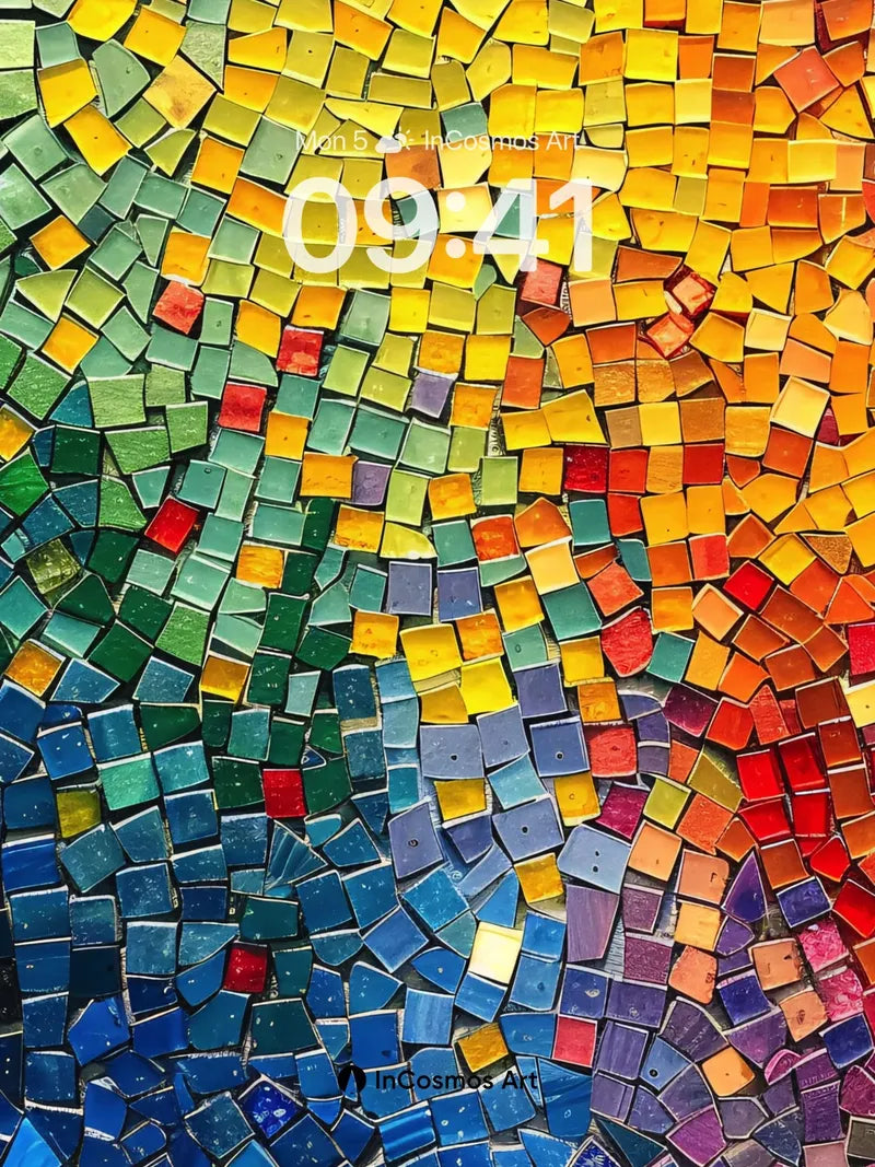 Rainbow Mosaic Wallpaper with Shifting Light wallpaper for iPhone, iPad & Mac