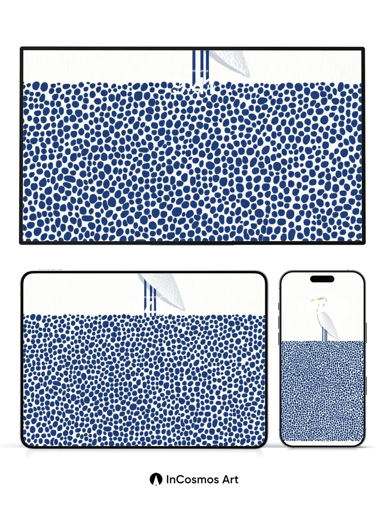 Serenity Heron Wallpaper with Polka Dot Depths