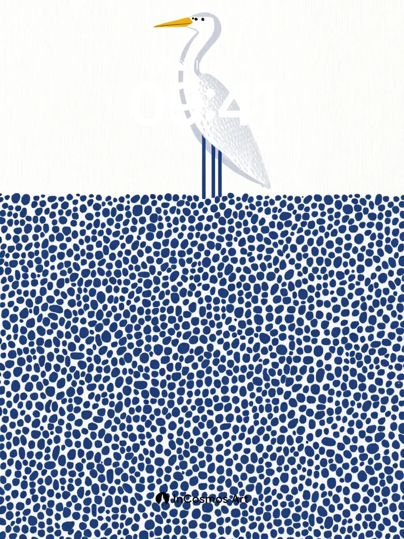 Serenity Heron Wallpaper with Polka Dot Depths
