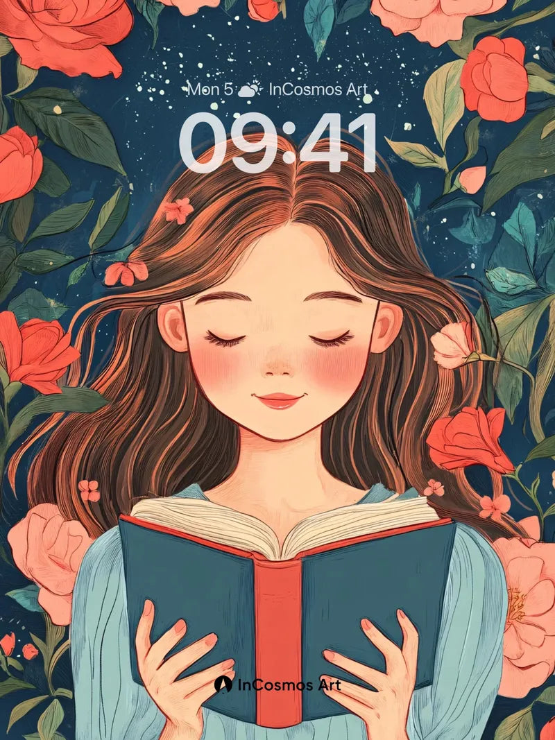 Starry Bloom Wallpaper with Whispering Pages wallpaper for iPhone, iPad & Mac