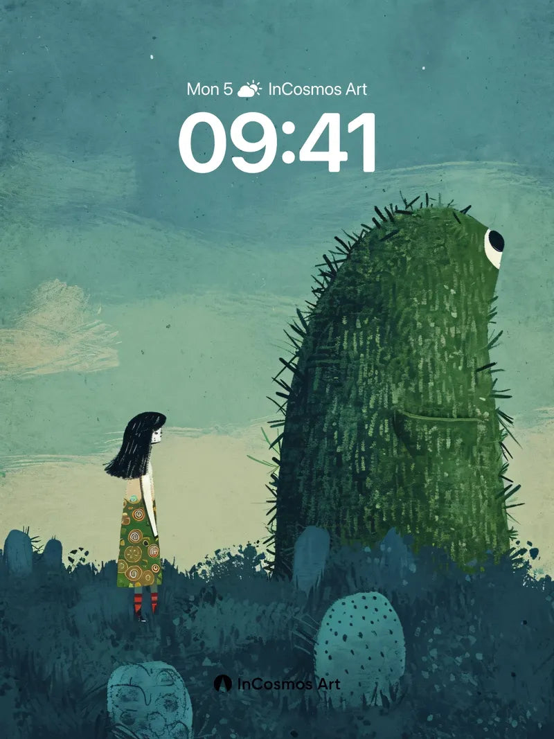 Whispering Cactus Wallpaper with Starlit Gaze wallpaper for iPhone, iPad & Mac