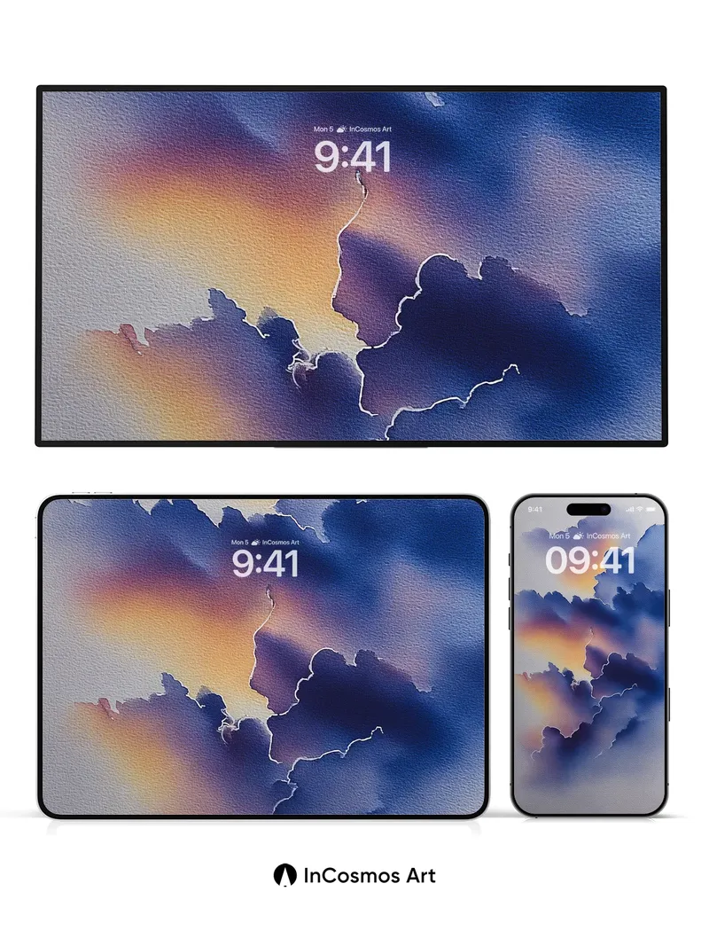 Storm Veil Wallpaper with Golden Fractures