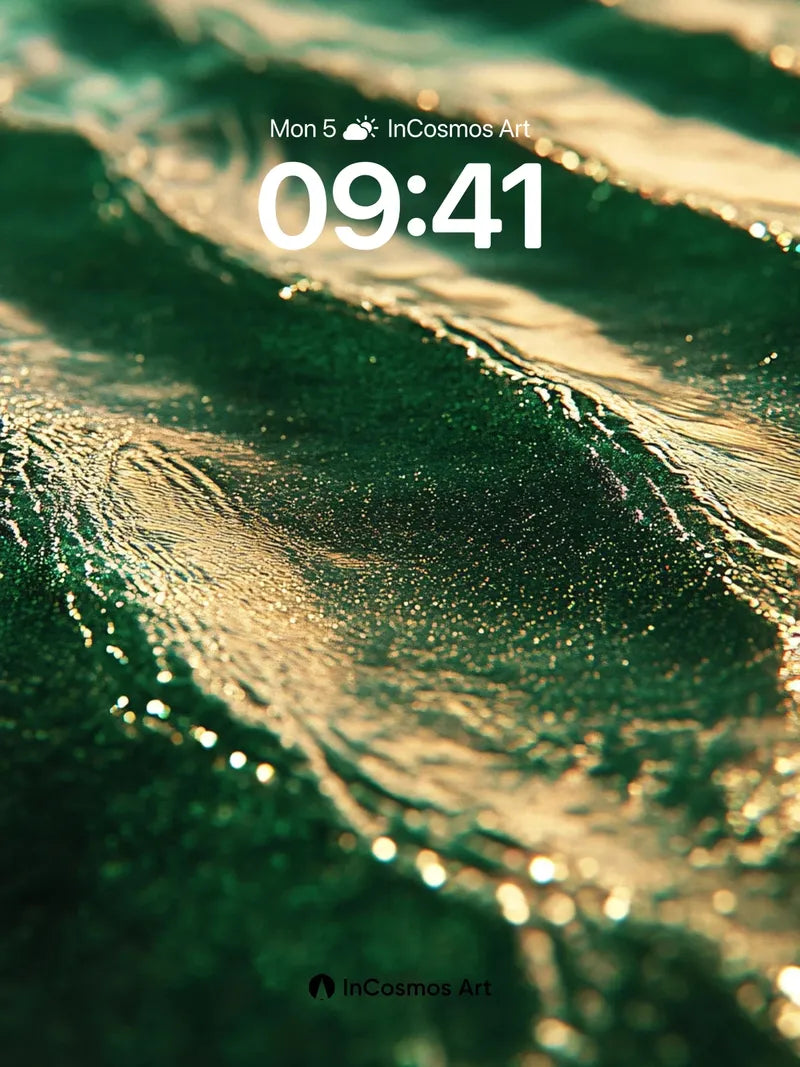 Liquid Emerald Wallpaper with Golden Veins wallpaper for iPhone, iPad & Mac