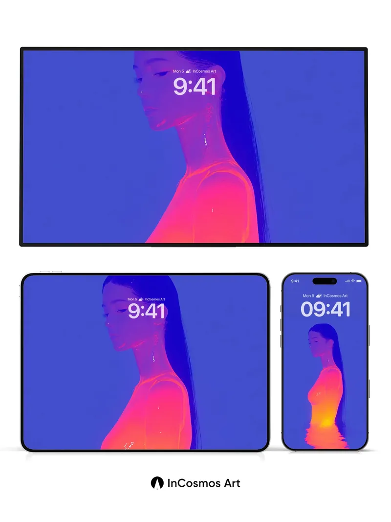 Neon Serenity Wallpaper with Liquid Light