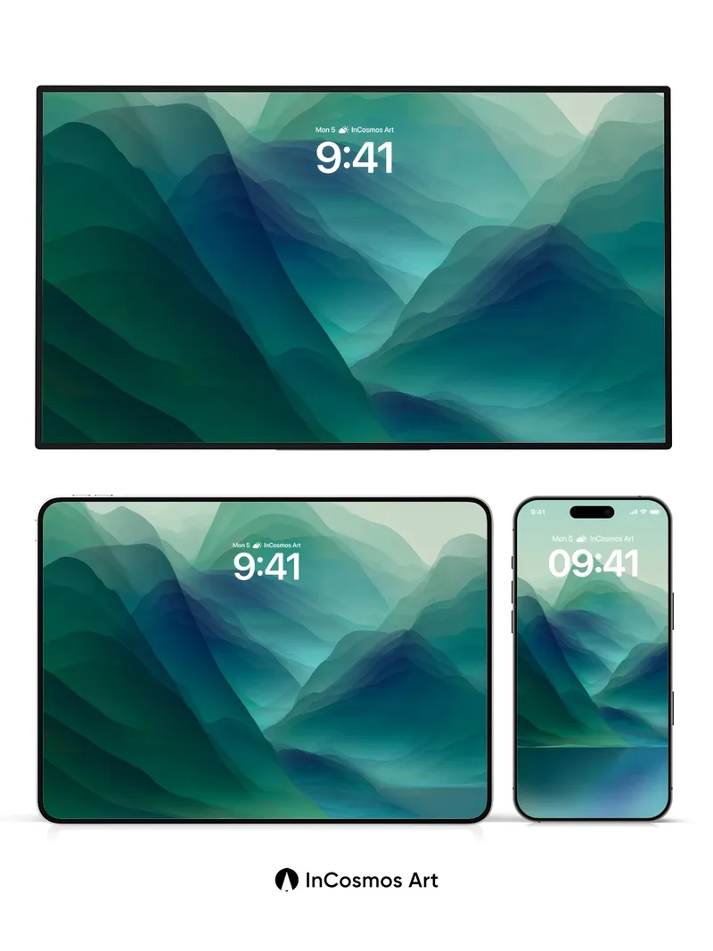 Serenity Veil Wallpaper with Mist-Blurred Peaks