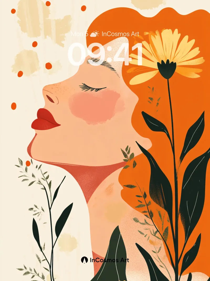Serenity Bloom Wallpaper with Orange Hues