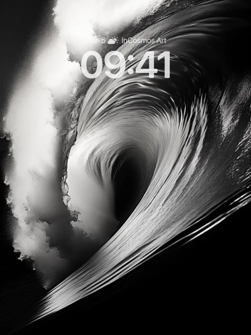 Monochrome Surge Wallpaper with Cloud-Whirl Texture