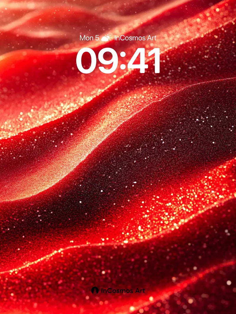 Luminous Crimson Dunes Wallpaper with Sparkling Depth