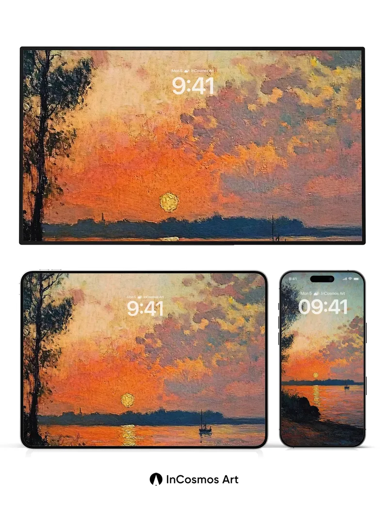 Serenity Sunset Wallpaper with Golden Reflections