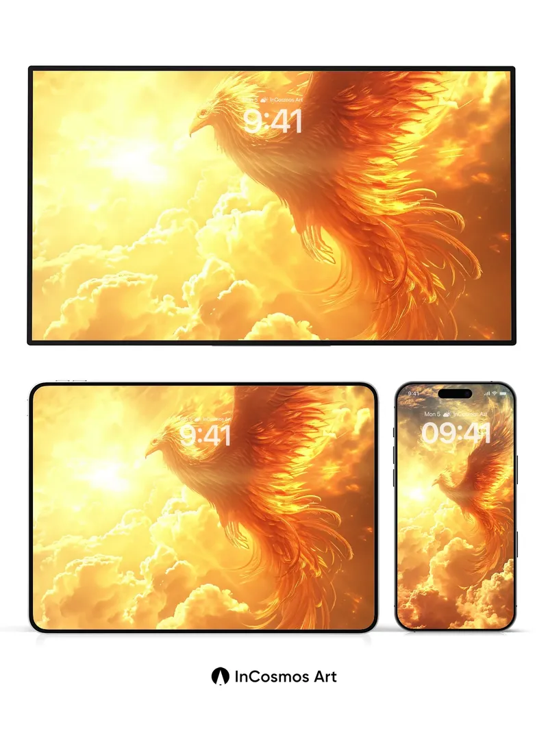 Phoenix Ascension Wallpaper with Golden Flames