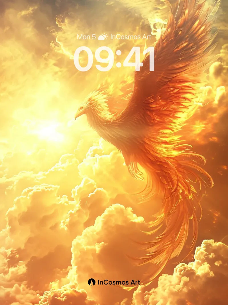 Phoenix Ascension Wallpaper with Golden Flames