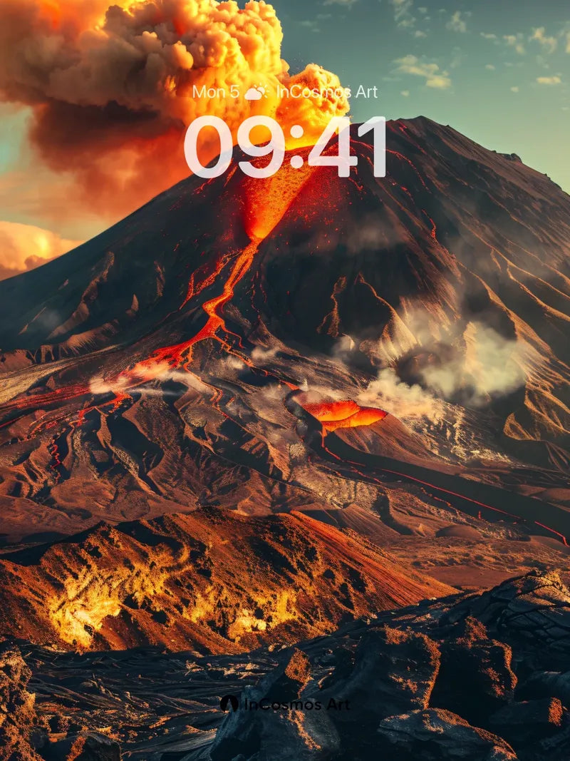 Fiery Ascent Wallpaper with Molten Veins