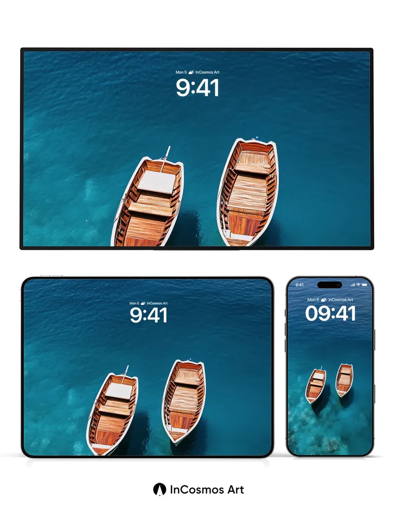 Serene Drift Wallpaper with Wooden Boats