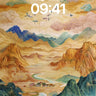 Golden Sky Wallpaper with Flying Cranes wallpaper for iPhone, iPad & Mac