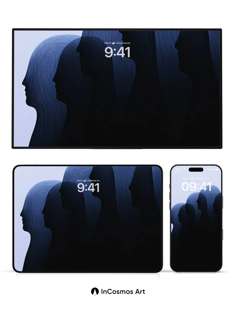 Shadowed Silhouettes Wallpaper with Whispering Profiles