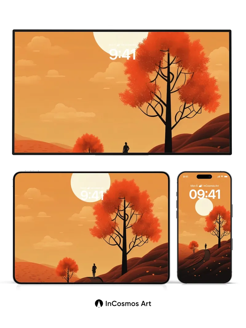 Autumn Hush Wallpaper with Solitary Path