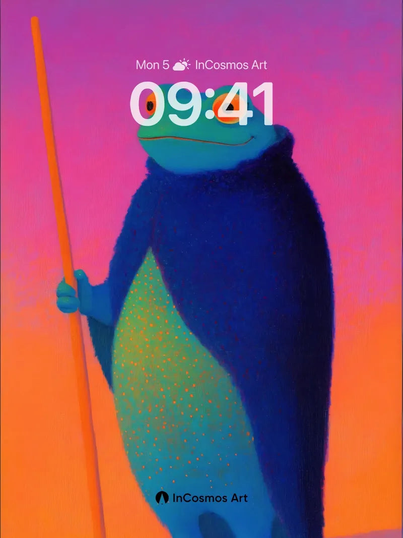 Serene Frog Sage Wallpaper with Neon Aura
