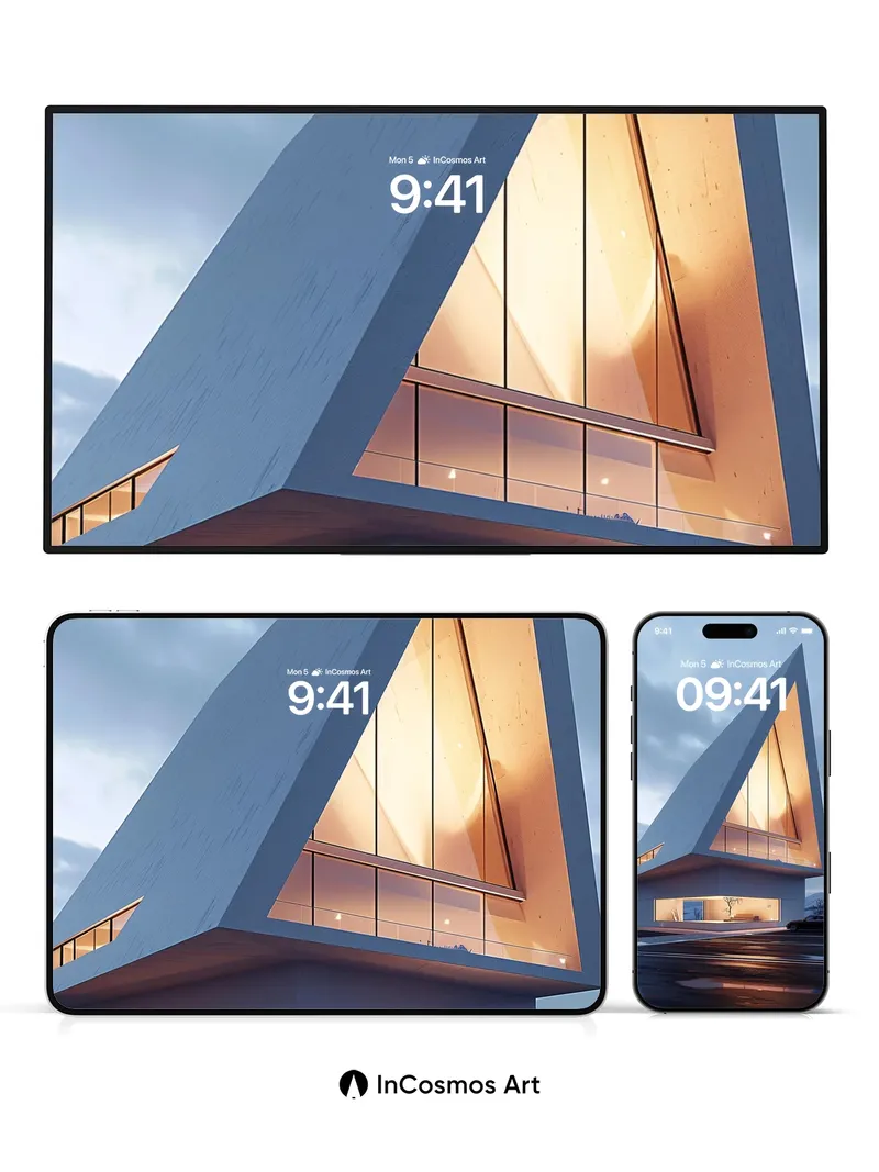 Crisp Geometry Wallpaper with Warm Light Veins