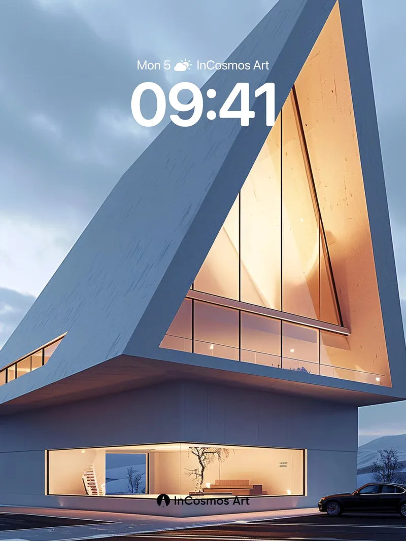 Crisp Geometry Wallpaper with Warm Light Veins