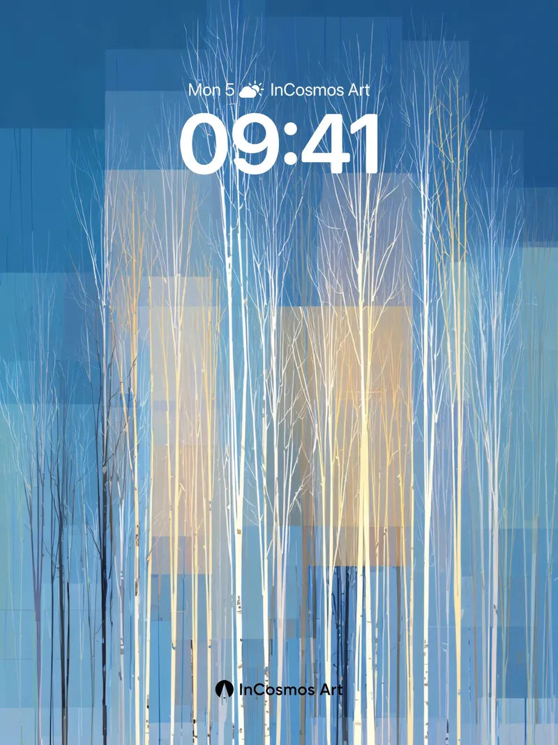 Frozen Echoes Wallpaper with Ghostly Birch Lines