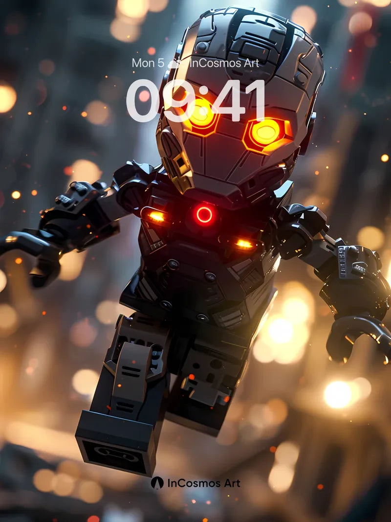 Neon Pulse Robot Wallpaper with Floating Glow