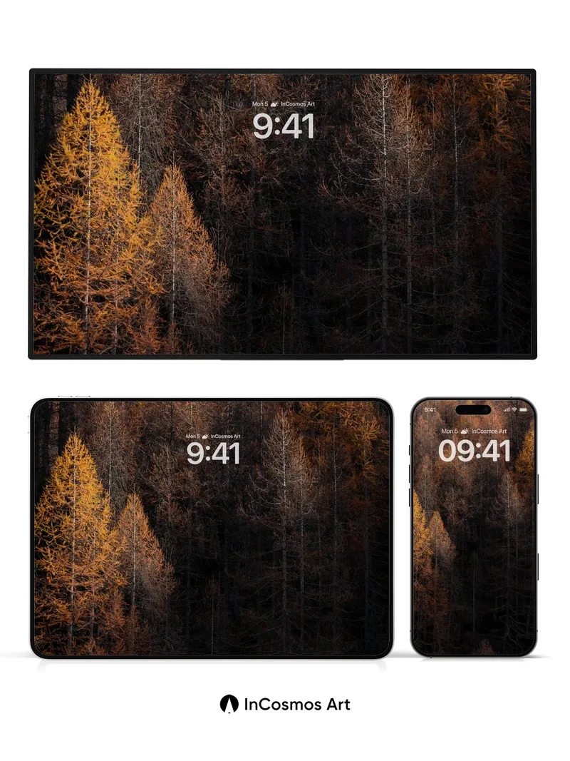 Autumn Hush Wallpaper with Golden Needles