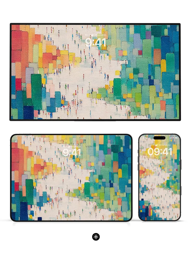Abstract City Crowd Wallpaper 4K for iPhone Lock Screen