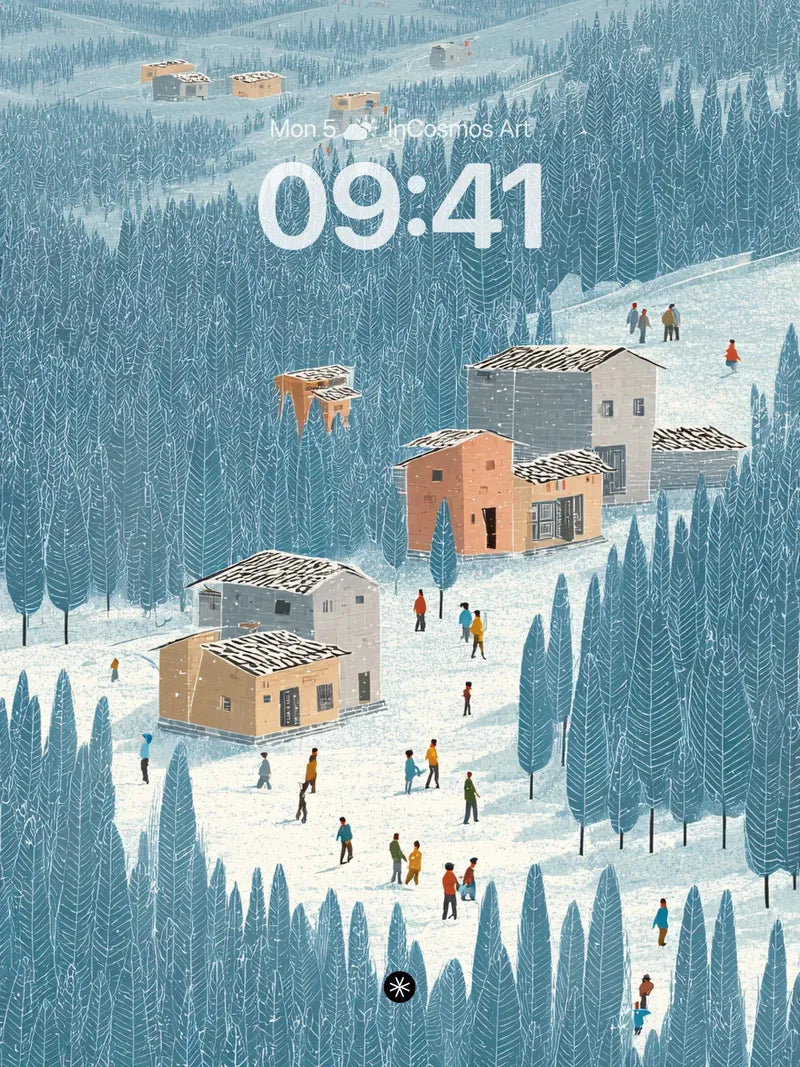 Winter Village Serenity Wallpaper Background wallpaper for iPhone, iPad & Mac