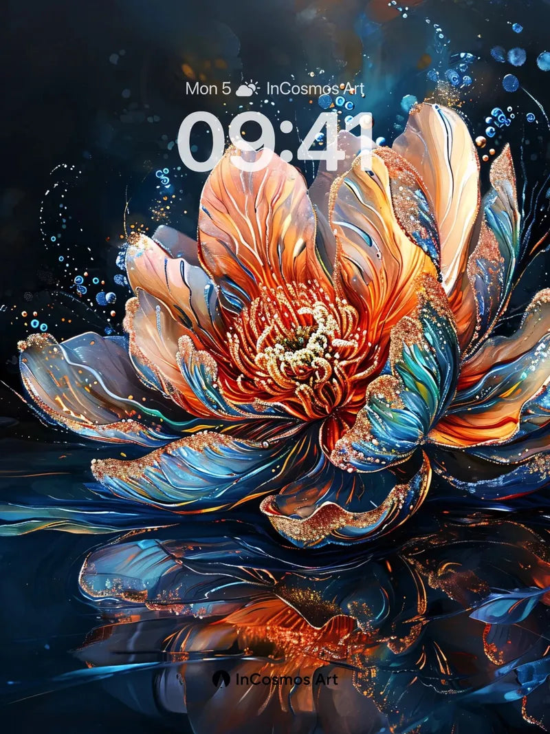 Luminous Bloom Wallpaper with Cosmic Reflections wallpaper for iPhone, iPad & Mac