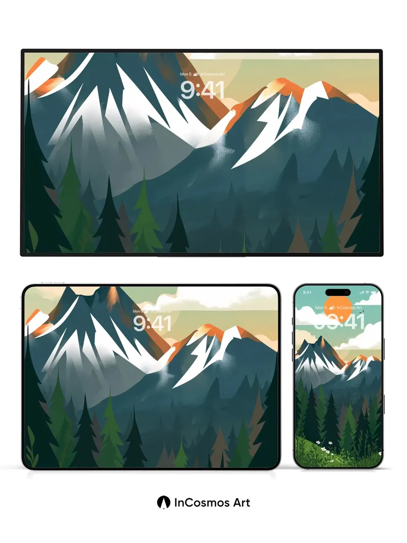 Serenity Peaks Wallpaper with Sunlit Silence