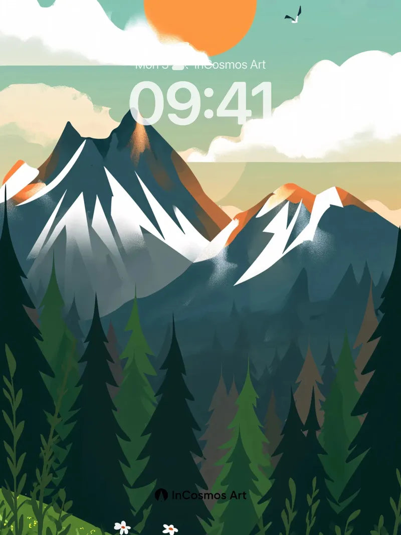Serenity Peaks Wallpaper with Sunlit Silence