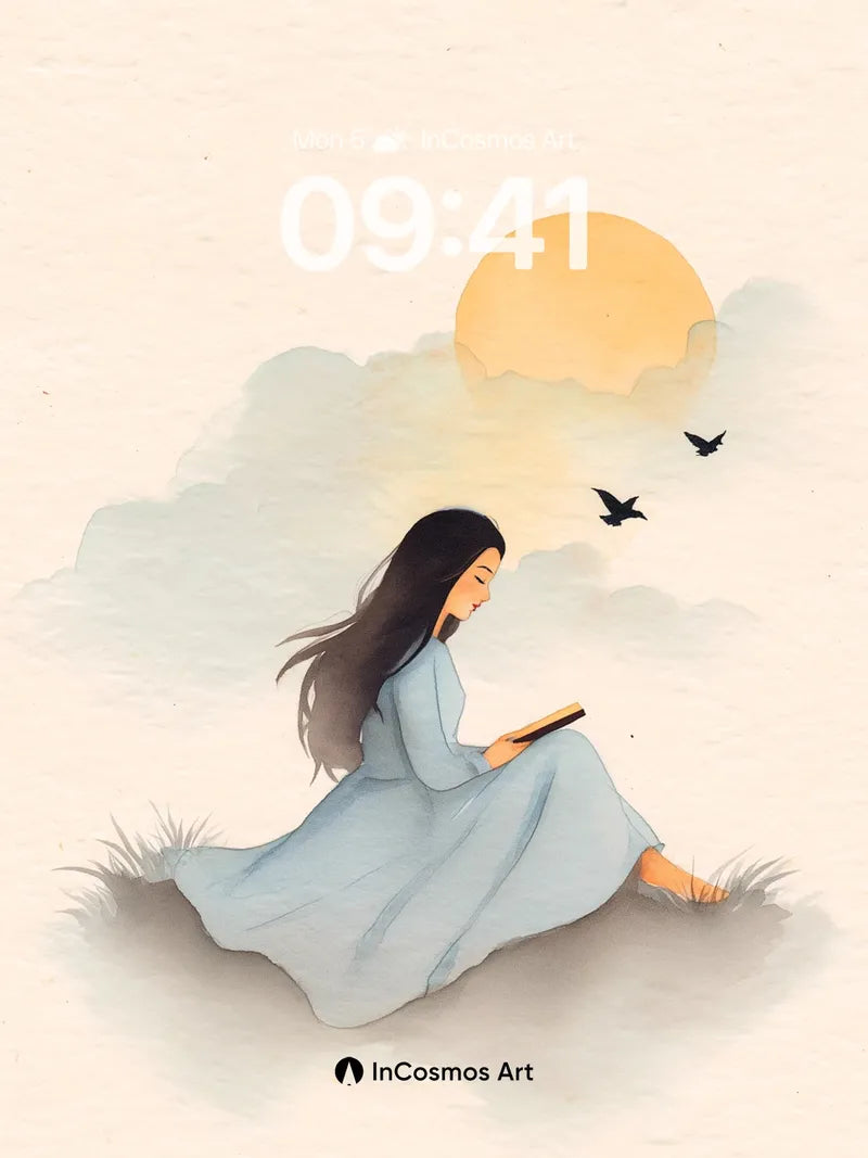 Serenity in Soft Light Wallpaper with Floating Sun