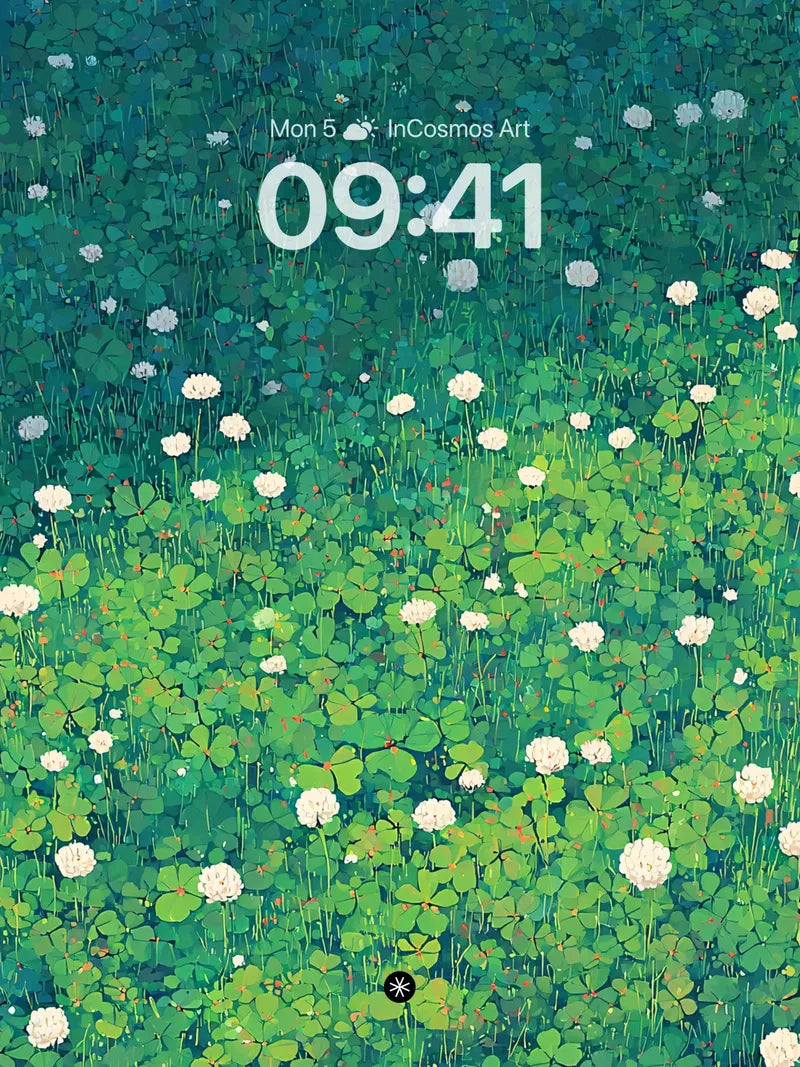 Green Clover Field with White Flowers Wallpaper 4K for iPhone Lock Screen wallpaper for iPhone, iPad & Mac