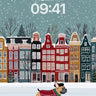 Frostbound Whimsy Wallpaper with Running Dog wallpaper for iPhone, iPad & Mac