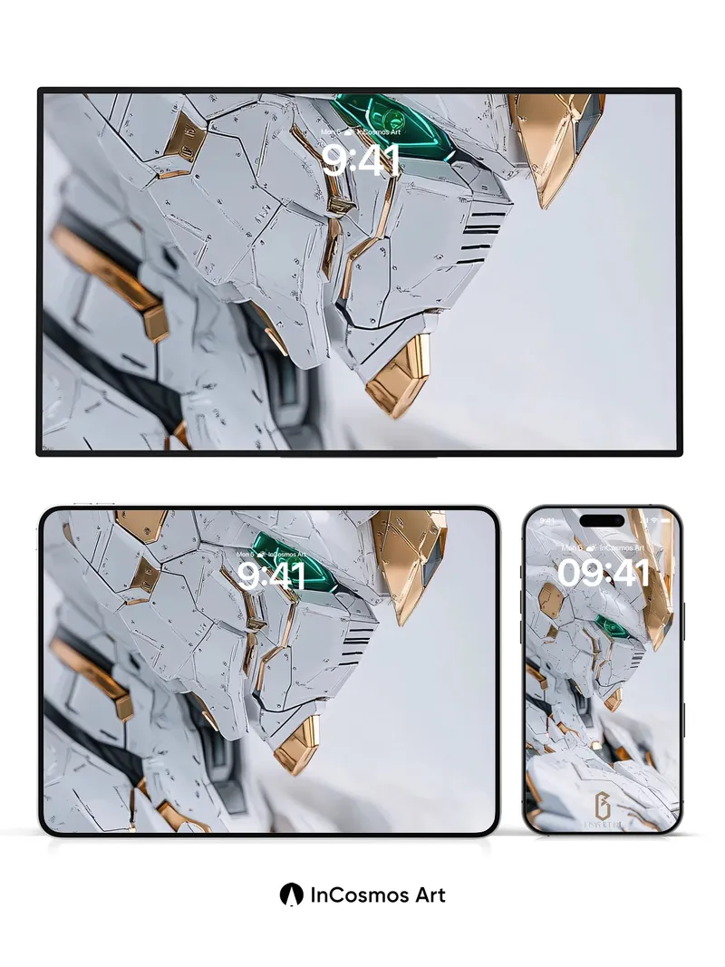 Futuristic Armor Wallpaper with Emerald Gaze