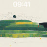Terraced Hillside Village Minimalist Wallpaper