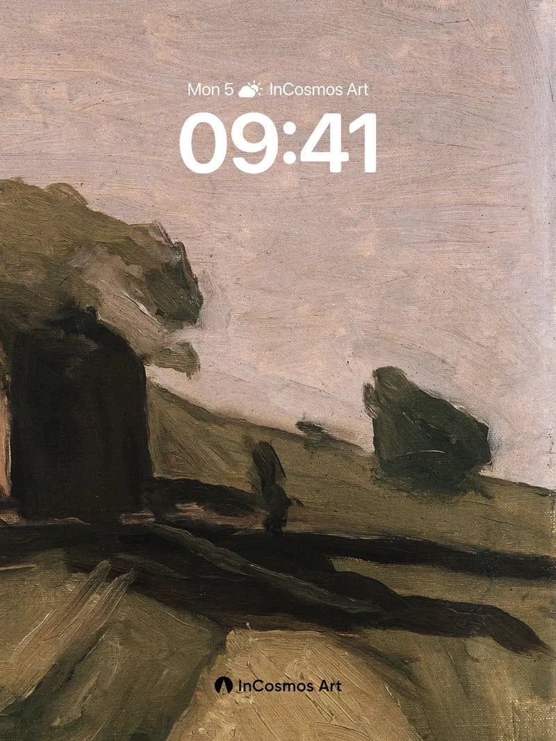 Muted Earth Wallpaper with Shadowed Hut